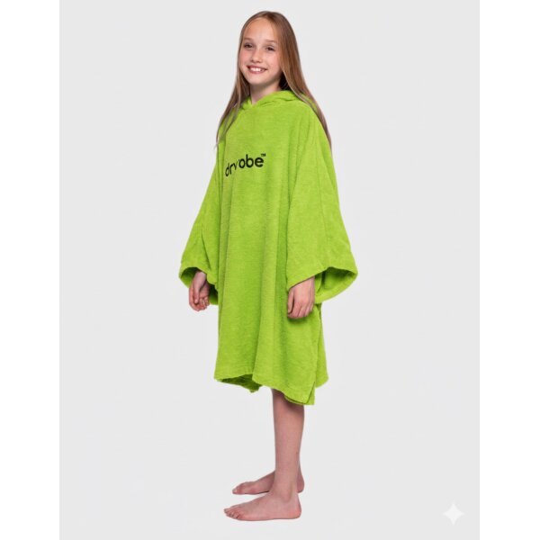 DRYROBE Towel Robe Organic KIDS 5-9 Lime Green