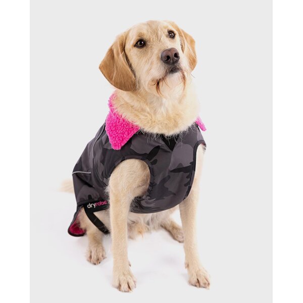 DRYROBE Waterproof Dog Coat Black Camo Pink XXL
