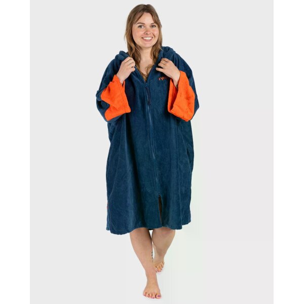 DRYROBE Fullzip Handtuchmantel Baumwolle Blau L
