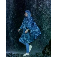 DRYROBE Regen-Poncho wasserdicht Blau Camo unisize