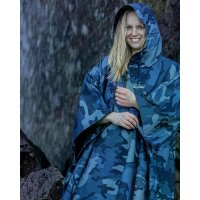 DRYROBE Regen-Poncho wasserdicht Blau Camo unisize