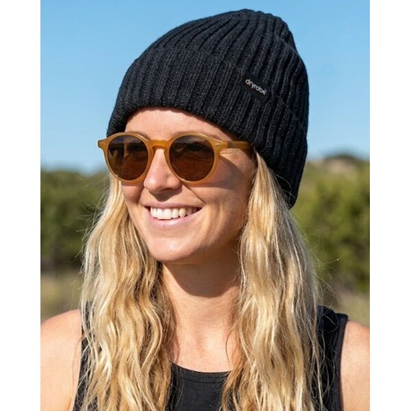 DRYROBE Waffle Beanie Strickmütze Schwarz